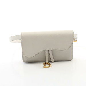 Christian Dior Saddle Waist Bag Leather White